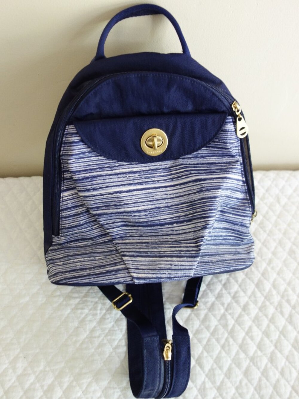 EUC BAGGALINI Blue Stripe Convertible Backpack
